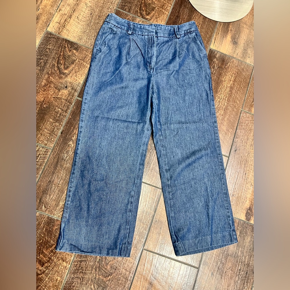 Talbots Weston Pant Soft Denim Jeans Super Wide Leg Trousers High Waist - Picture 5 of 8